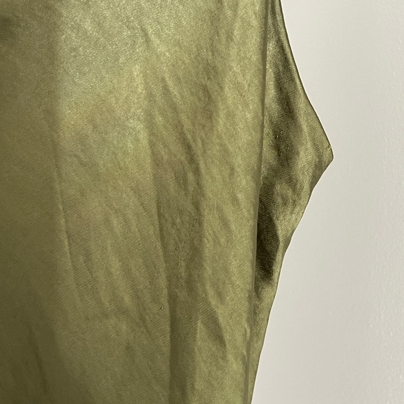 OAK + FORT Cowl Neck Satin Midi Dress in Olive Green - Picture 11 of 12